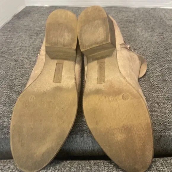 American Eagle Booties Women’s Size 12  Tan Faux Suede Low‎ Heel Ankle Boots Zip - Picture 14 of 15